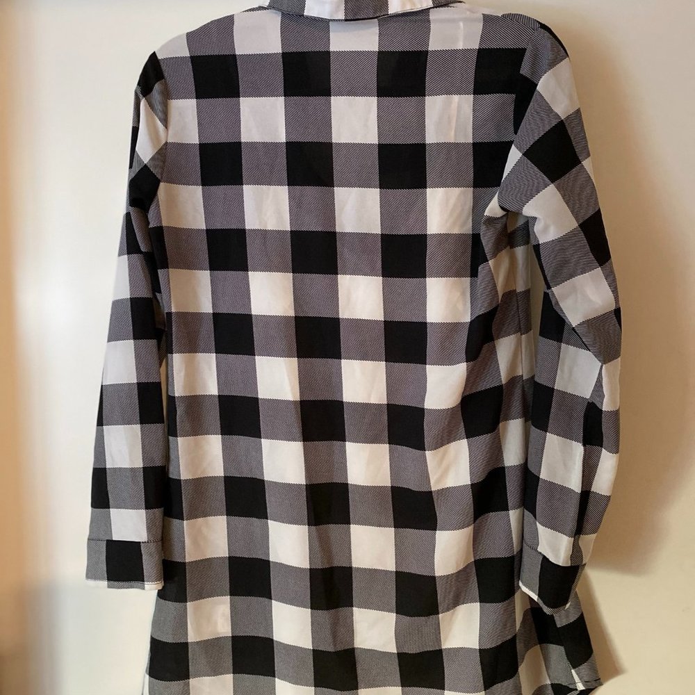 BB Dakota Sheer Plaid Tunic Black White